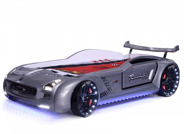 Autobett Roadster 90x190 cm LED Sound, silber